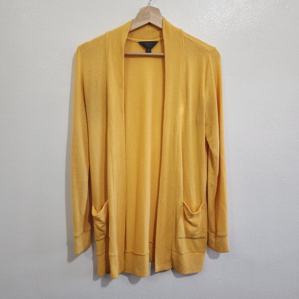 MIX by 41 Hawthorn Yellow Lightweight Open Front Knit Cardigan Size X-Small